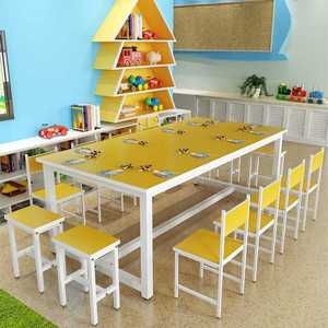 Kids Furniture <b>Set</b> Wooden Desk <b>And</b> Chairs For Art Class Training Course Minimalist Style Artificial Board <b>Table</b> With <b>Stools</b> - Product Image 2