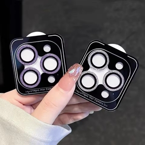 Venta al por mayor Paquete al por menor Bling 3D clear Diamond Lente <span class=keywords><strong>de</strong></span> <span class=keywords><strong>cobertura</strong></span> completa Protector <span class=keywords><strong>de</strong></span> lente <span class=keywords><strong>de</strong></span> cámara <span class=keywords><strong>de</strong></span> aluminio para iPhone 15 14 Pro Max 16 - Product Image 2