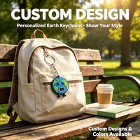 Porte-clés Mignon Planète Terre Personnalisé en PVC Souple Écologique, Porte-clés Dessin Animé OEM Vente en Gros, Porte-clés Planète Mignon Personnalisé avec Logo