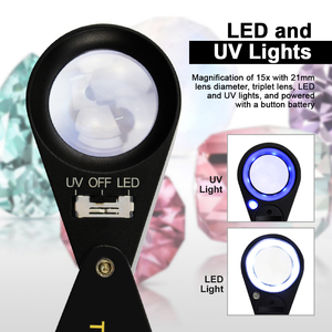 Lupa de Bolsillo Plegable de Alta Calidad con Aumento de 10x a 30x, Marco Negro, 6 Luces LED Integradas, Lupa UV para Aficionados y Relojeros - Product Image 4