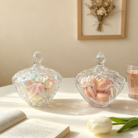 Lot de 2 pots à sucre en verre de luxe, décoratifs, sans plomb, avec motifs diamant et nervures torsadées, pour bonbons et rangement