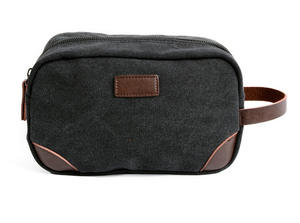 Custom LOGO Adult <b>Mens</b> Black Waxed Canvas Cosmetic <b>Toiletry</b> <b>Bag</b> Custom Washed Canvas Travel <b>Toiletry</b> <b>Bag</b> for <b>Men</b> - Product Image 5