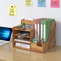 Organisateur de bureau en bois créatif, boîte de rangement pour fournitures de bureau, organiseur de dossiers, support de rangement pour livres, organisateur de bureau portable