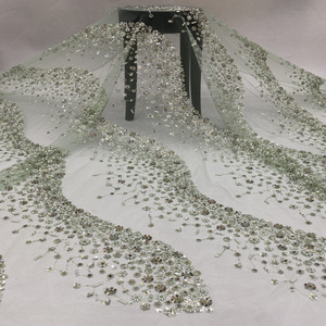 Mới cao cấp thủ công màu kim cương + thêu hạt đôi + Sequins váy cưới thêu ren vải - Product Image 5