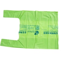 Sac T-shirt Personnalisable en PBAT+PLA+Amidon de Maïs Biodégradable avec Poignées Gilet – Écologique, Durable, Vert/Blanc pour Courses