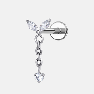 TOPOSH Boucles d'oreilles pendantes en argent de style punk avec chevron coupe marquise et goutte de zircon ronde de 12mm pour <span class=keywords><strong>piercing</strong></span> conque hélice cartilagineuse - Product Image 1