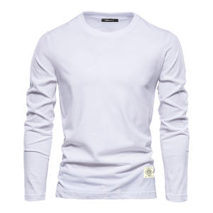 Maglietta <span class=keywords><strong>Slim</strong></span> <span class=keywords><strong>Fit</strong></span> da <span class=keywords><strong>uomo</strong></span> a maniche lunghe 100% cotone tinta unita nuova tendenza Casual sport abbigliamento rotondo collo rotondo luce all'ingrosso - Product Image 5