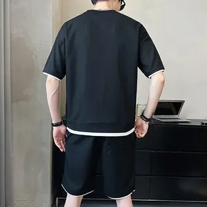 Летний мужской повседневный комплект из 2 предметов: футболка и шорты для бега