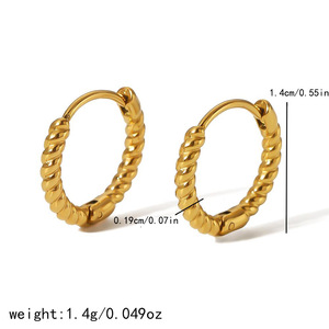 Pendientes de Aro de Acero Inoxidable con Diseño Trenzado, Color Oro 18K, Acero Titanio, Joyería para Uso Diario de Mujer, ZH006 - Product Image 3