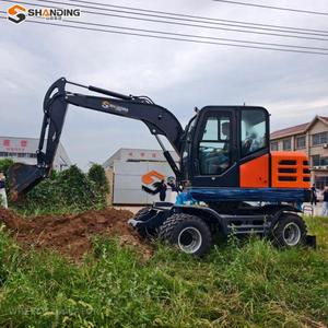 รถขุดขนาดเล็กแบบมีล้อ ผลิตในจีน ราคาถูก ได้มาตรฐาน CE EPA Euro 5 รถขุดแบบมีล้อสำหรับงานเกษตร 8.5 ตัน 9 ตัน รถขุดแบบมีล้อ Kubota - Product Image 6