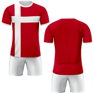<span class=keywords><strong>Maillot</strong></span> personnalisé de football du <span class=keywords><strong>Danemark</strong></span> pour les hommes personnalisé nom numéro Logo coupe automatisée haut fan joueur uniforme chemise nationale - Product Image 5