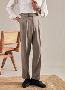 Pantalon <span class=keywords><strong>homme</strong></span> coupe slim décontracté chic, taille haute, droit, imperméable, teint en pièce, avec braguette zippée, style plissé, <span class=keywords><strong>Paris</strong></span> Design - Product Image 4