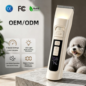 Tondeuse pour animaux de compagnie rechargeable à faible bruit, tondeuse à poils pour chiens et chats en céramique, 5 vitesses, pour la vente au détail, OEM, vente en gros - Product Image 1