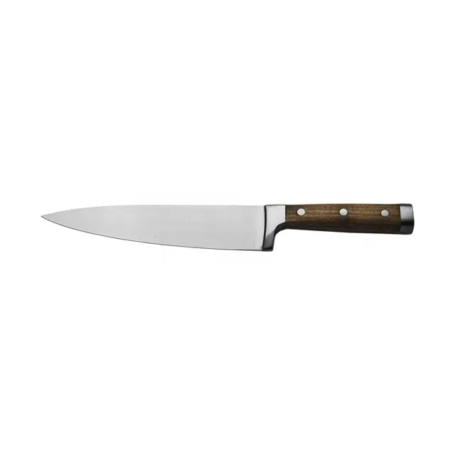 Profesional doble de madera de teca forjado mango precisa cuchilla cónica de acero inoxidable chef pan cuchillo conjunto de cuchillos de cocina