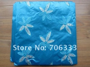 Tela de encaje africana Sego Gele ecológica de gran venta para atuendos de moda, poliéster bordado - Product Image 4