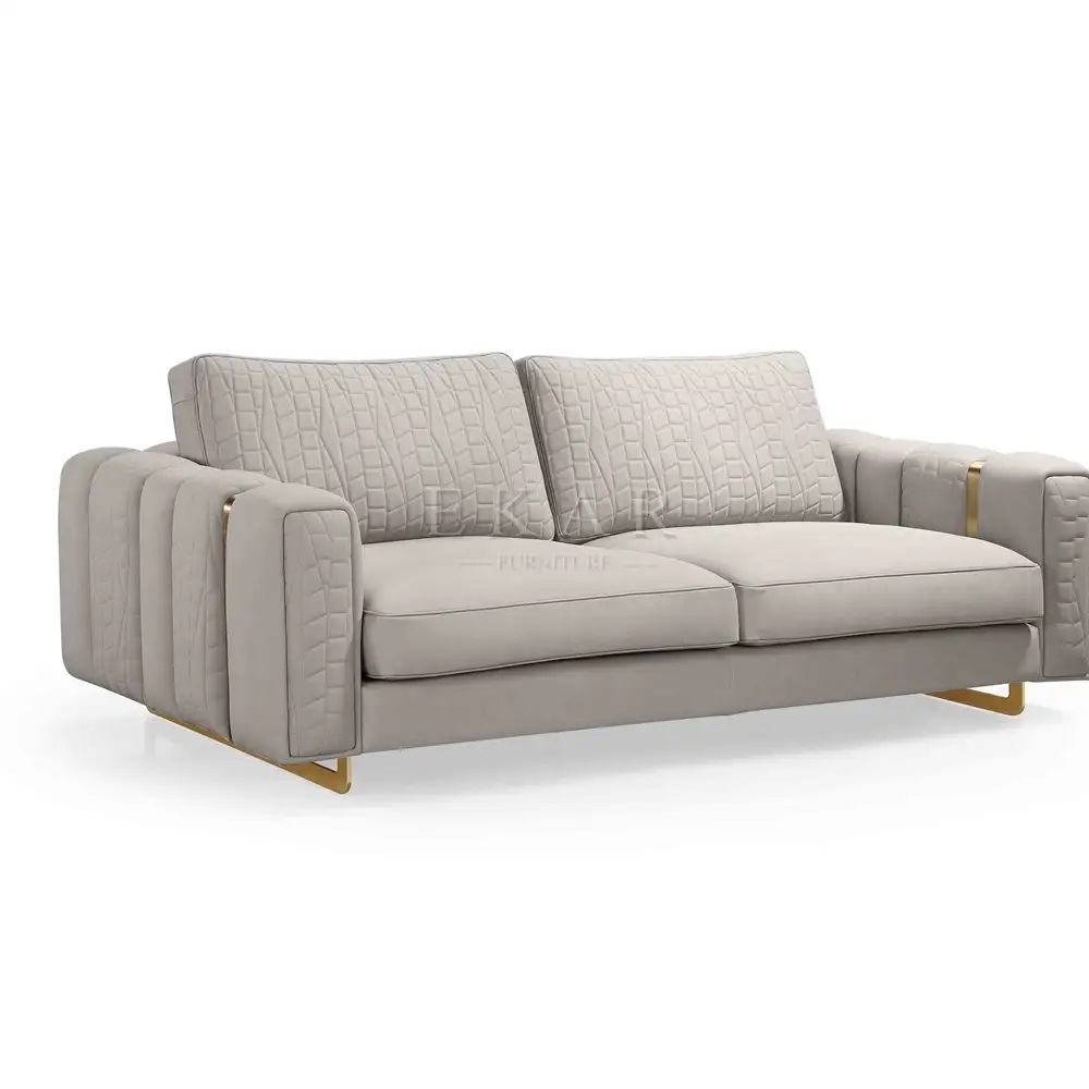 Factory Price 2 Seater 3 Modern Living Set Design Leather Luxury Sofa hohe qualität mit gold basis Room Furniture