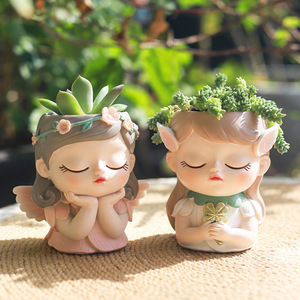 Pot de fleurs en résine de lutin mignon, petit pot de fleurs succulent, décoration d'intérieur, paysage, pot de fleurs horticole - Product Image 1