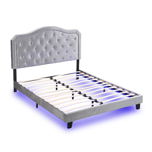 Modern Double Convertible Adjustable Storage <b>Platform</b> <b>Bed</b> Velvet Upholstery Wood <b>Frame</b> Soft Charging Station No Box Spring - Product Image 6