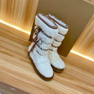 2026 Trendy Customized New Designers Women's Snow <b>Boots</b> with Thick Soles, <b>Leather</b> MaterialWarmBreathable and Lightweight Shoes - Product Image 3