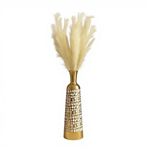 Minimalist aluminum floor <b>Vase</b> Decor Handmade Tabletop Metal <b>Vase</b> <b>Gold</b> Tone Design - Product Image 1