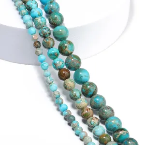 4/6/8mm naturale <span class=keywords><strong>lago</strong></span> blu imperiale diaspro perline di sedimenti Jaspers perline turchesi per la creazione di gioielli fai da te catena in vita accessori - Product Image 4