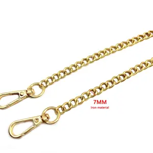 Rantai logam untuk tas tangan rantai besi emas aksesori perlindungan lingkungan pemeliharaan warna untuk tas wanita 7MM