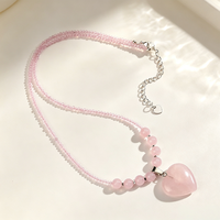 Collier ras du cou JINGFA fait main en pierre naturelle avec perles en forme de cœur, pendentif en cristal de guérison pour femmes