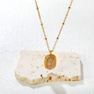 Collar con Colgante de Ópalo Geométrico de Moda, Cadena de Acero Inoxidable Chapada en Oro de 18K, Joyería para Mujer, Regalo - Product Image 3