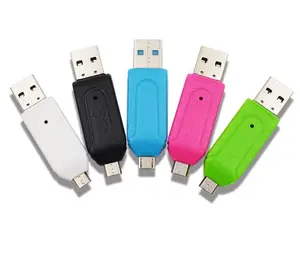 5 Colors 2 in 1 USB OTG Card Reader Universal Micro USB OTG TF/SD Card Reader for Pc Notebook