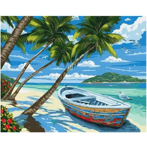 High Quality 16x20 Inch Beach Hawaii Diy Digital Paint By Numbers Kit on Canvas Acrylic Pigment Environmental Home DIY Craft