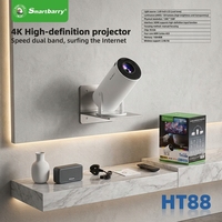 Mini projecteur HT88 2K avec haut-parleurs intégrés, WiFi sans fil, LCD portable, Android 11, système de cinéma maison, 8 Go/1 Go, 120 lumens