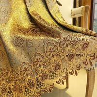 Rideaux occultants en polyester semi-occultants, brodés de jacquard floral exquis et élégants, sur mesure, style européen, pour bureau