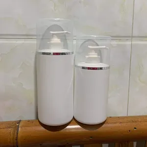 Hengjian In Stock 250ml 300ml 400ml 500ml bottiglia di Shampoo per la cura dei capelli dell'hotel In plastica HDPE bianca di grandi dimensioni con pompa per lozione
