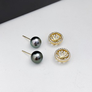 อุปกรณ์ตกแต่งมุก DIY 22363 สำหรับเสื้อโค้ทผู้หญิง ต่างหูเงินแท้ S925 พร้อมลูกปัดกลมขนาด 9-10 มม. แบบถอดได้ ตัวรองรับสีทองและสีเงิน - Product Image 2