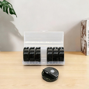 Organizzatore Portatile per Pillole 7 Giorni, Scatola Rotonda Nera in PP con Scomparti, Confezione Ecologica per Medicinali, Uso Settimanale - Product Image 2