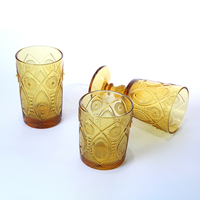 Ensemble de verres à pied en verre coloré gaufré paon style rétro européen pour décoration de table de fête et cadeau