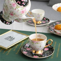 Bunga Retro cahaya mewah tulang cina teko keramik Set piring Pot gula Pot susu-periuk pedesaan Jepang desain mesin cuci piring