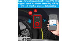 Bandendruksensor Programmeertool 433Mhz & 315Mhz Bandenspanningsmonitor Bandenspanningscontrolesysteem - Product Image 3