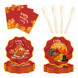 DAMAI - Juego de Vajilla Desechable para Fiesta de Acción de Gracias, Platos de Papel Desechables, Vasos, Servilletas, Decoraciones para Fiestas - Product Image 3