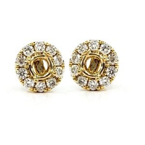 Fournisseur de gros Vente en gros de haute qualité 18k Or jaune solide Vrai Diamant rond Mignon Semi Mount Boucles d'oreilles pour femmes - Product Image 1