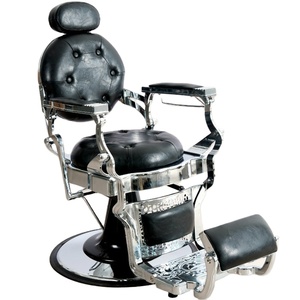 Chaise de barbier vintage de luxe en métal et PVC Équipement de <span class=keywords><strong>salon</strong></span> de coiffure ancien - Product Image 1