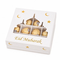 Boîte Cadeau Ramadan Aïd Moubarak Dattes Chocolats Bonbons Emballage Blanc avec Fenêtre Fête Islamique Musulmane Vente en Gros Logo Personnalisé