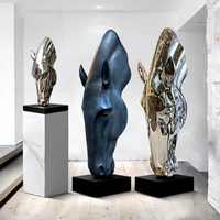 Statue de tête de cheval en résine sur mesure, artistique, personnalisable, thème animal, taille réelle, pour décoration extérieure