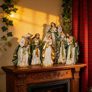 Figuras de la Escena de la Natividad Pintadas a Mano, <span class=keywords><strong>Sagrada</strong></span> <span class=keywords><strong>Familia</strong></span> y Reyes Magos, Colección de Estatuas de Resina, Artesanía Religiosa - Product Image 2