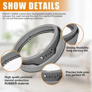 Joint d'étanchéité de porte de machine à laver MDS47123605 en caoutchouc pour lave-linge à chargement frontal LG et Kenmore, pièce de rechange - Product Image 3
