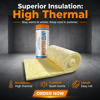 Rouleau de laine de verre isolante pour construction de cadre, R19, norme nord-américaine ASTM C518, résistance thermique, épaisseur 6,25 pouces, largeur 48 pouces