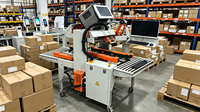 Machine d'étiquetage et de scellage de boîtes en carton électrique stable Poshysmart, adaptation automatique aux différentes tailles de cartons, réglage à une touche
