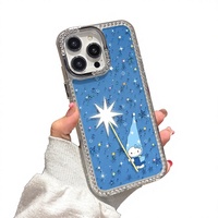 Coque de protection antichoc pour téléphone, motif ciel étoilé, incrustée de diamants, en matériau PC peint, pour iPhone 16 et 17 Pro