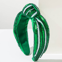 Bandeau à nœuds en sequins trèfle vert pour la Saint-Patrick, accessoires de cheveux scintillants pour les fêtes