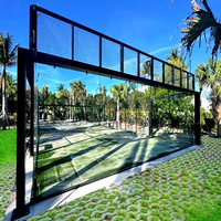 Terrain de padel QJIN, design panoramique classique de luxe, terrain de padel-tennis, gazon artificiel résistant aux UV, prix direct usine, fournisseur